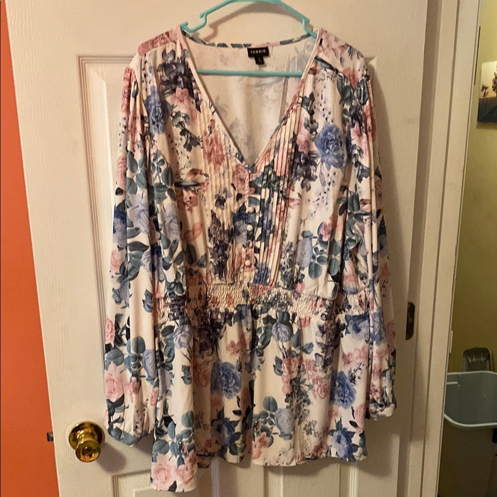 Torrid 4x Floral V-Neck Blouse - Multicolor